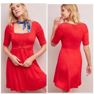 Anthropologie Maeve Juliet Corseted Textured Mini Dress in Red Women’s US Size 8